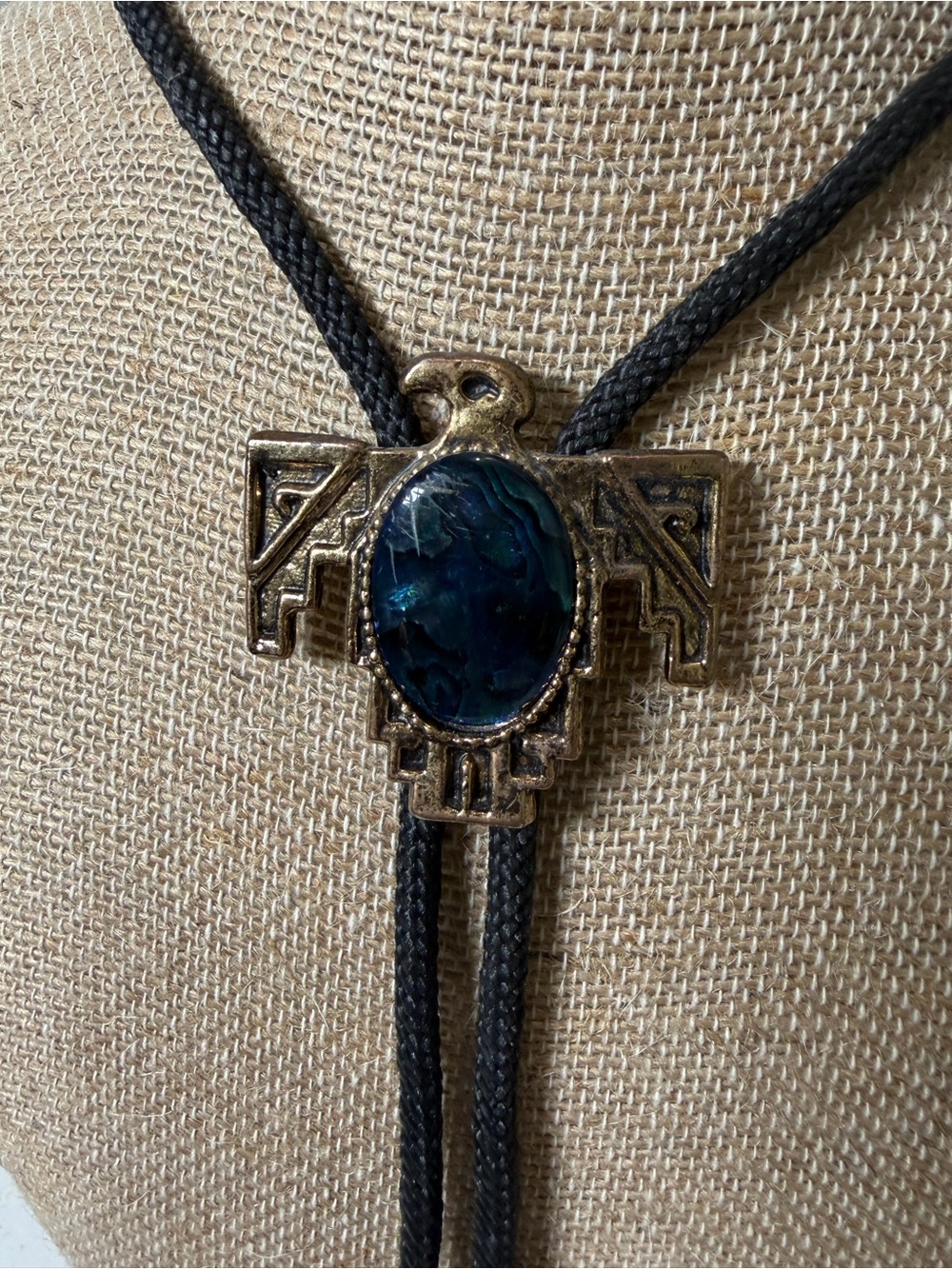 Southwestern Blue Stone Bolo Tie Unisex Western Cowboy Necklace 18 Inch - Picture 2 of 4